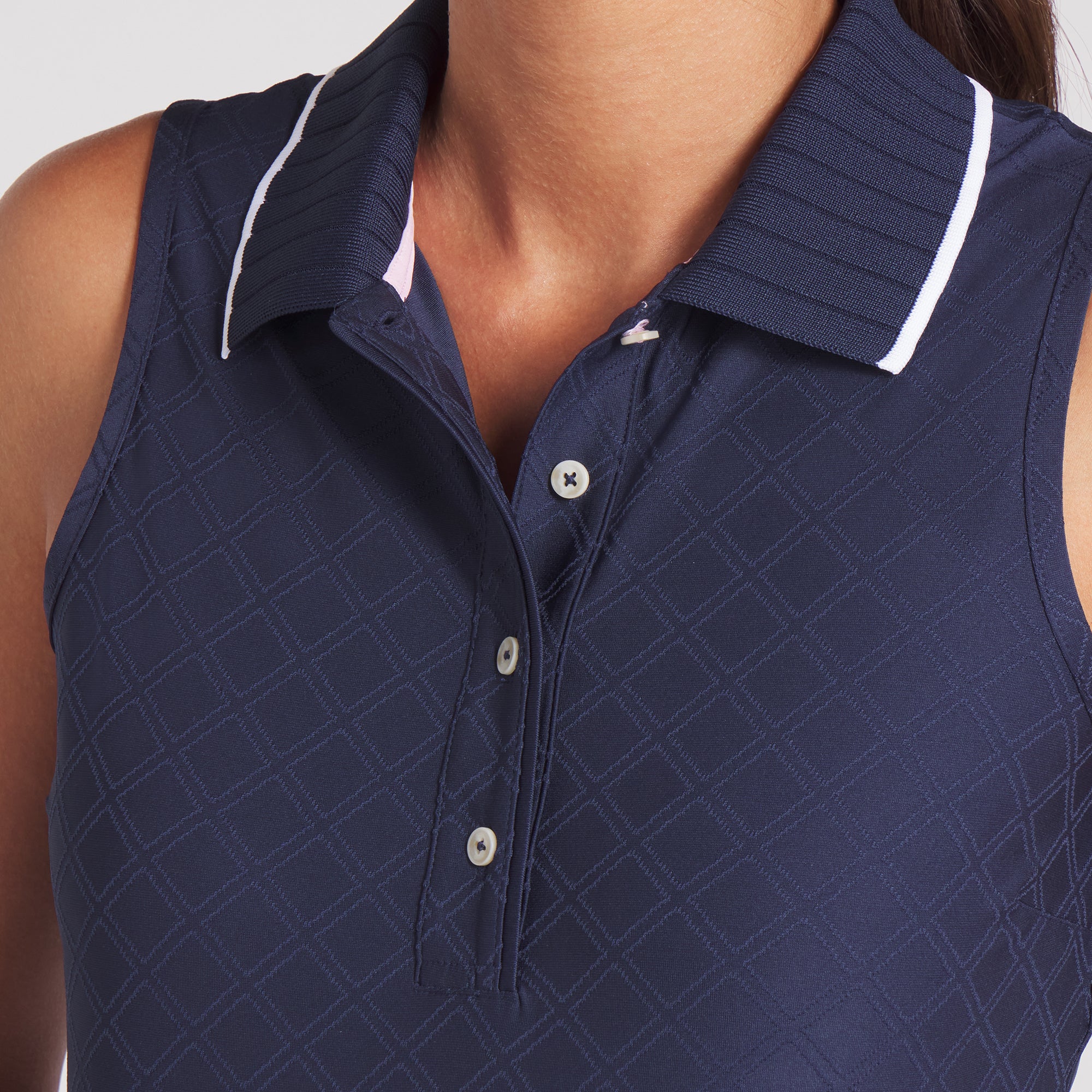 Women's AP Jacquard Sleeveless Golf Polo - Image 4