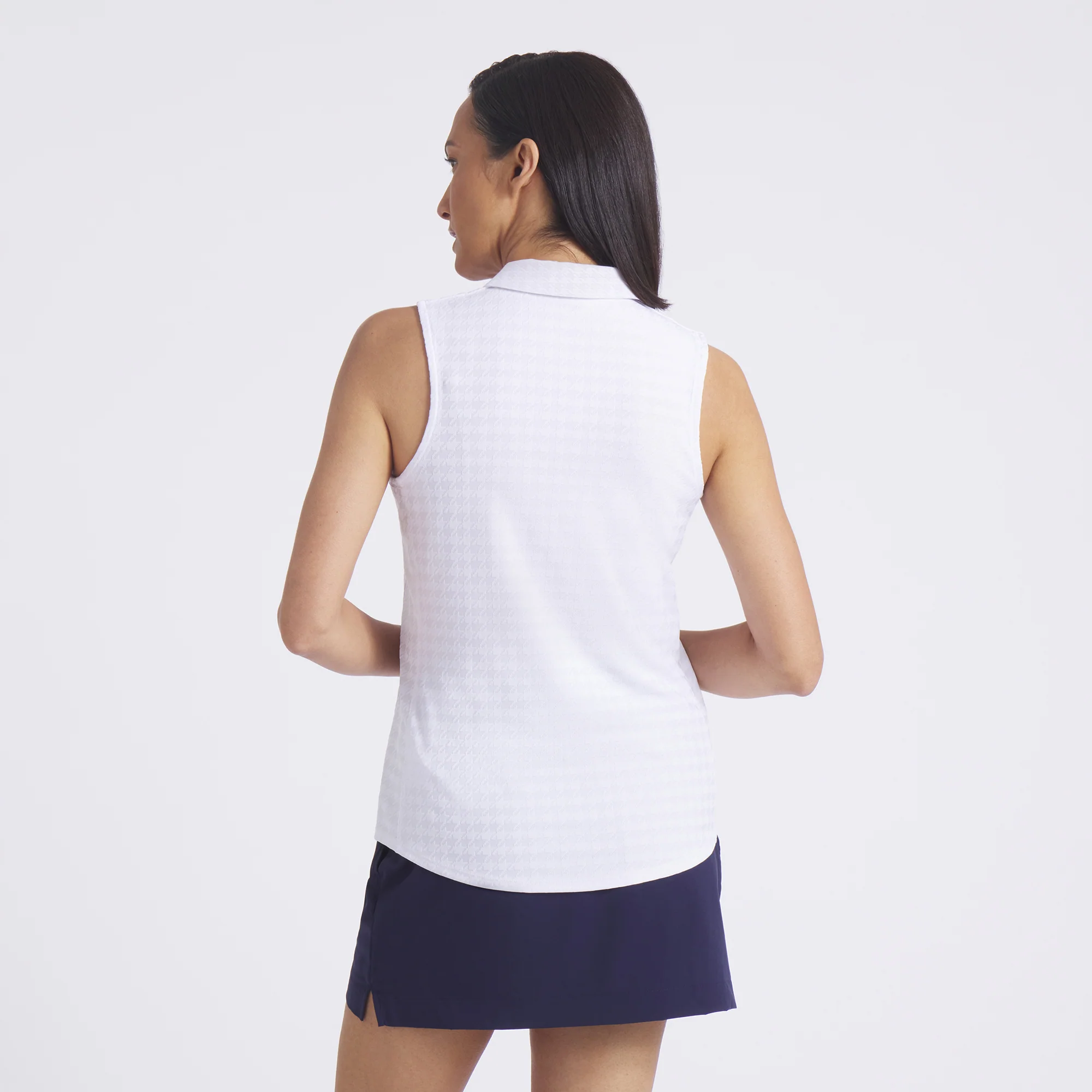 Women's Houndstooth Sleeveless Golf Polo - Image 8